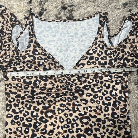 Leopard Ruffled Cut Out Black and Brown Blouse - Picture 4 of 9